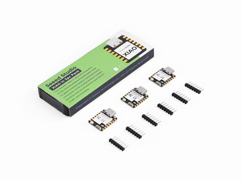 Seeed Studio XIAO MG24 Sense 3PCS Pack - Silicon Labs EFR32MG24, Matter® Native over Thread/BLE 5.3, Arduino Compatible, 1.95μA Ultra-Low-Power, On-Board  IMU/Micphone/Antenna, 19 GPIOs