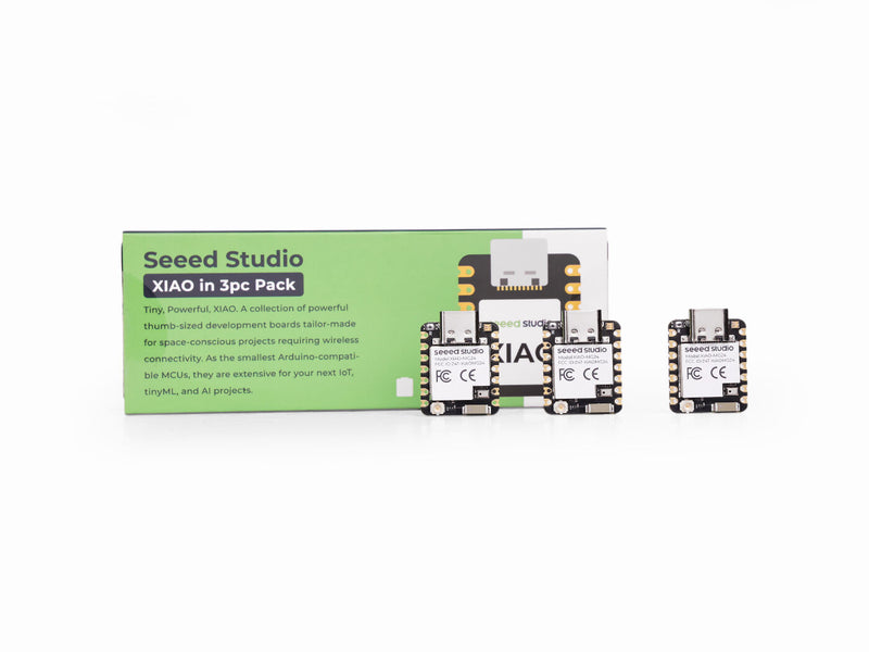 Seeed Studio XIAO MG24 Sense 3PCS Pack - Silicon Labs EFR32MG24, Matter® Native over Thread/BLE 5.3, Arduino Compatible, 1.95μA Ultra-Low-Power, On-Board  IMU/Micphone/Antenna, 19 GPIOs