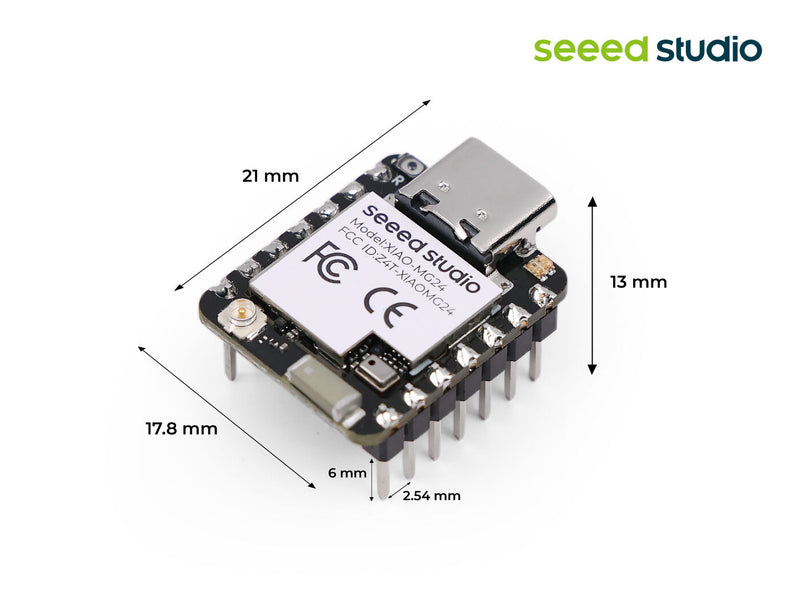 Seeed Studio XIAO MG24 Sense (Pre-Soldered) - Silicon Labs EFR32MG24, Matter® Native over Thread/BLE 5.3, Arduino Compatible, 1.95μA Ultra-Low-Power, On-Board IMU/Micphone/Antenna, 19 GPIOs