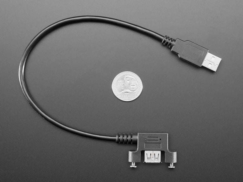 Panel Mount USB Cable - USB A Plug to USB A Right Angle Socket