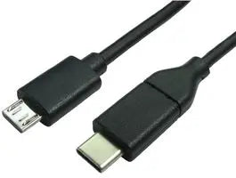 USB Cable, Type C Plug to Micro Type B Plug, 1 m, 3.28 ft, USB 2.0, Black