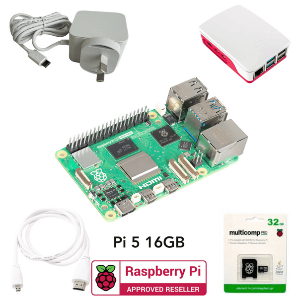 Raspberry Pi 5 16GB Starter Kit - White