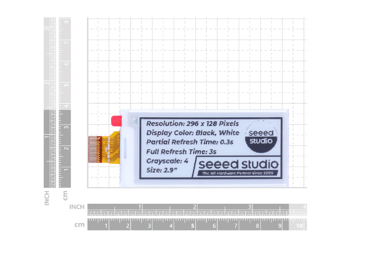 2.9" Monochrome ePaper Display with 296x128 Pixels