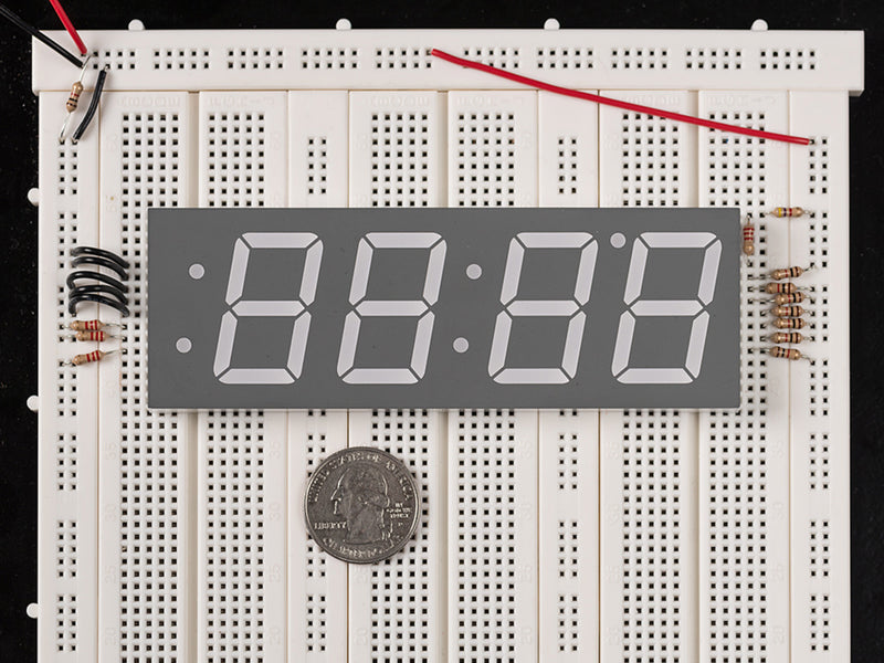 Green 7-segment clock display - 1.2\" digit height