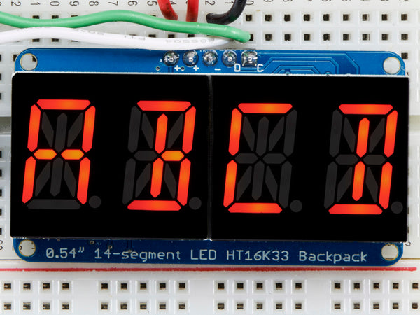 Quad Alphanumeric Display - Red 0.54\" Digits w/ I2C Backpack