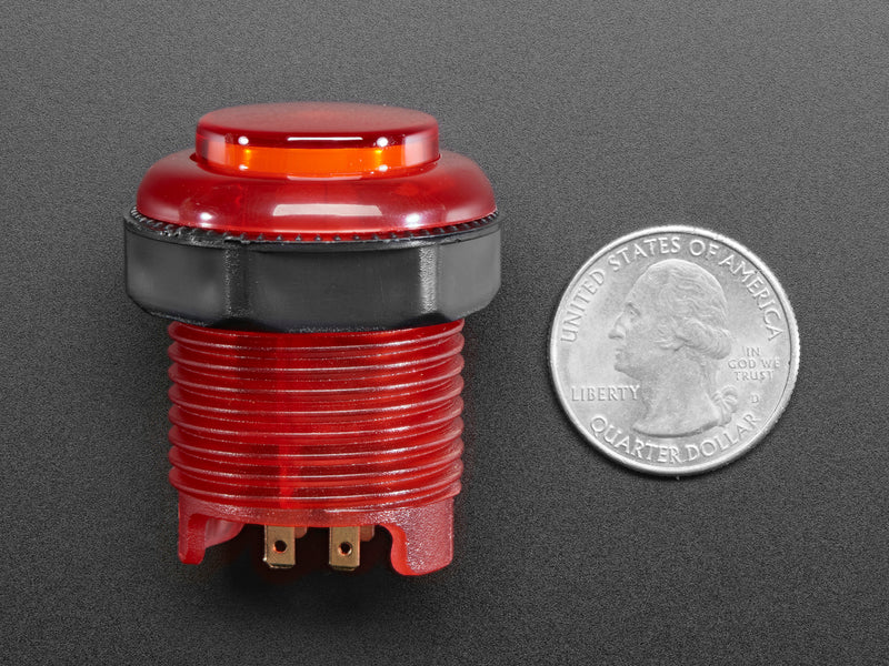 Arcade Button with LED - 30mm Translucent Red