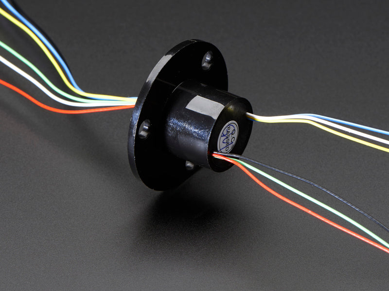 Slip Ring with Flange - 22mm diameter, 6 wires, max 240V @ 2A