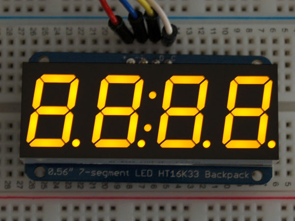 Adafruit 0.56\" 4-Digit 7-Segment Display w/I2C Backpack - Yellow