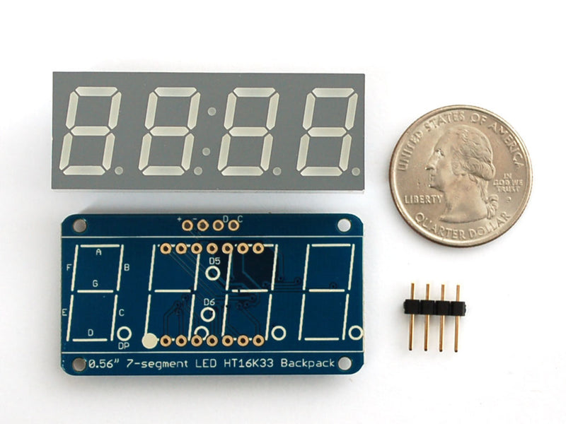 Adafruit 0.56\" 4-Digit 7-Segment Display w/I2C Backpack - Yellow